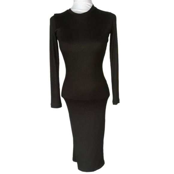 All Saints Molly Black Open Back Long Sleeve Midi Dress Size 0 NWT - Picture 5 of 12